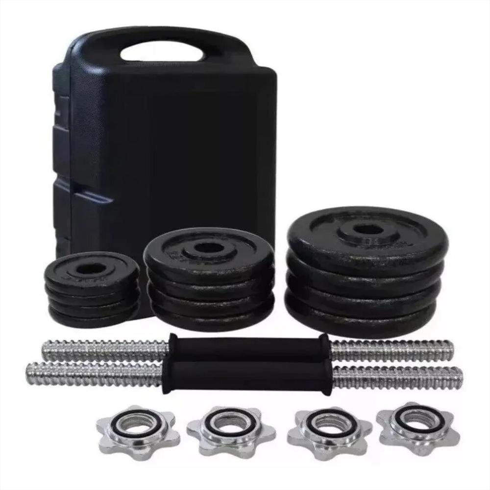 Mancuernas 20 Kg Hierro Fundido Kit Completo De Pesas img #1