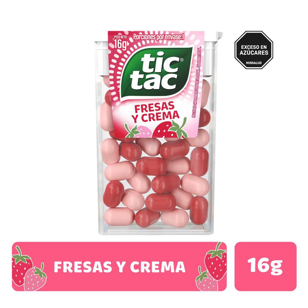 Caramelos TIC TAC pastillas sabor fresa y crema (16  gr)