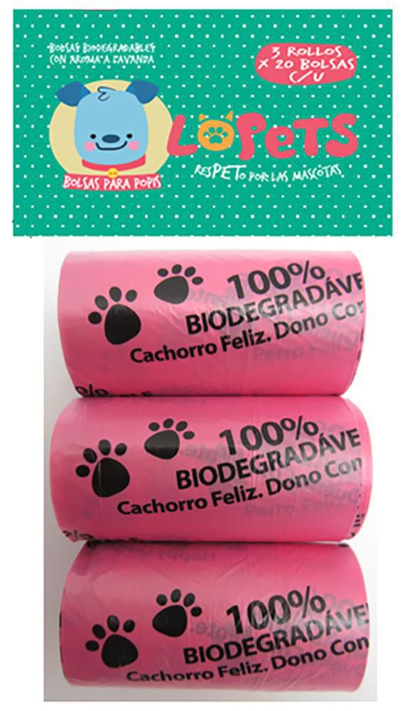 Bolsa para desechos LOPETS mascota repuesto biodegradable (40  gr)