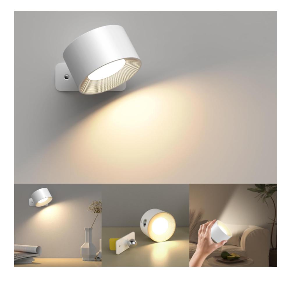 Lampara Pared Led Giratoria 360° Recargable Magnetica Blanca img #1