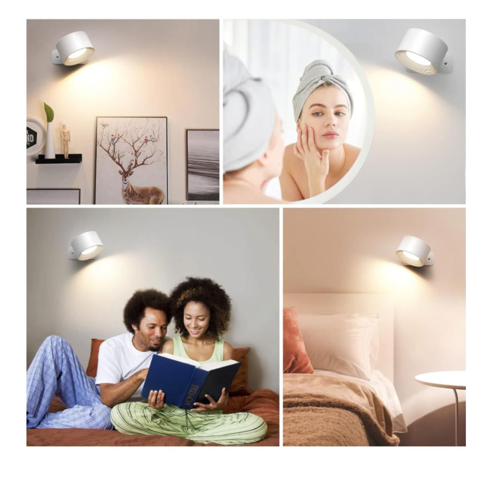 Lampara Pared Led Giratoria 360° Recargable Magnetica Blanca img #2