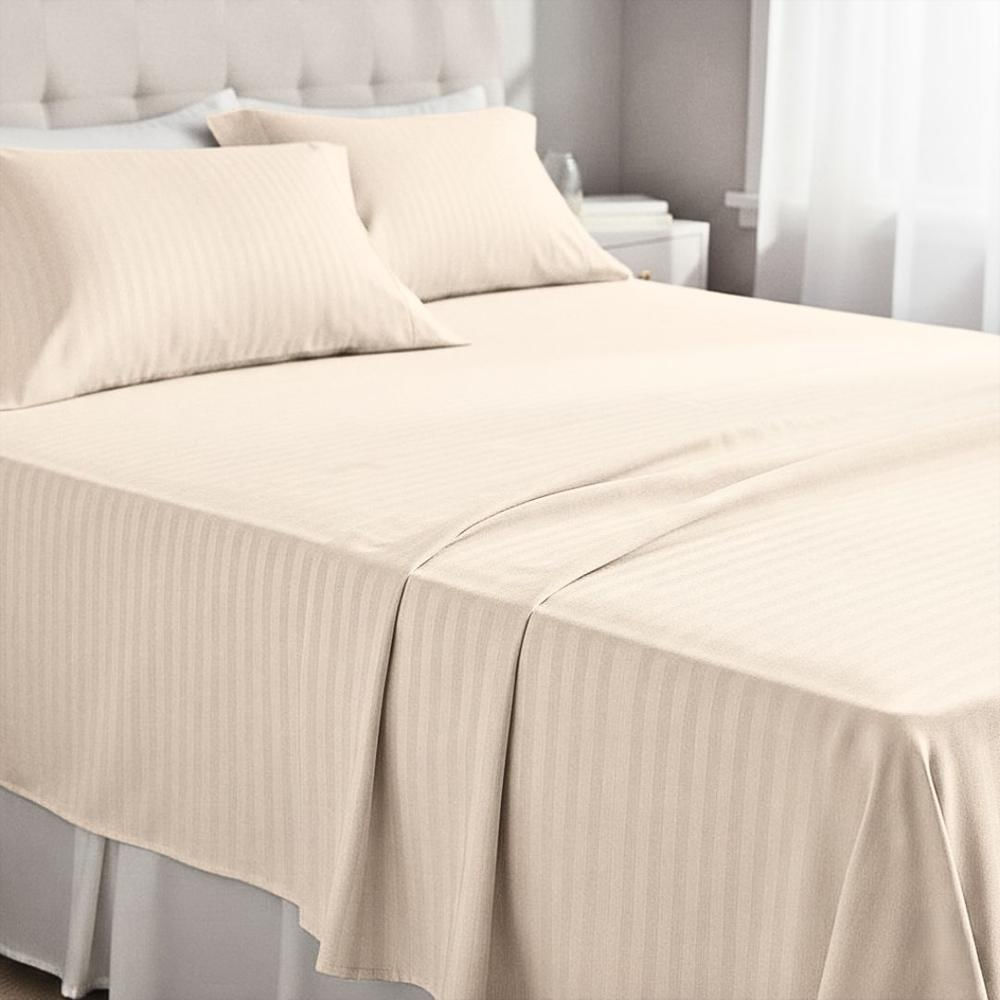 Juego De Sabana Queen Unicolor Beige (1.60*1.90)