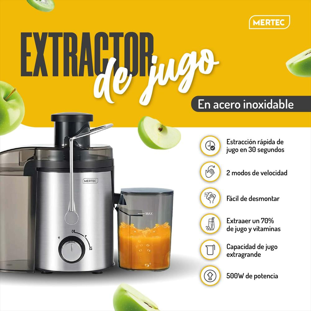 Extractor De Jugos Mertec Eléctrico Acero Inoxidable img #3