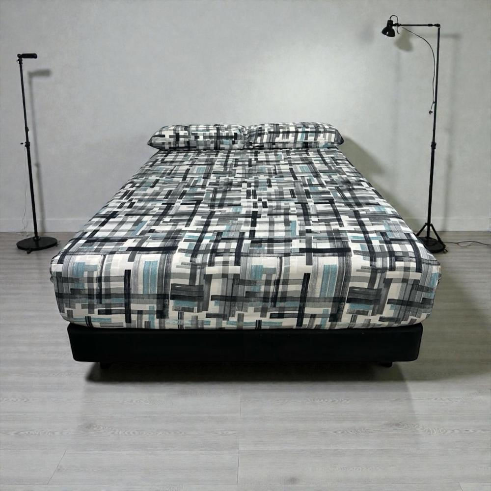 Juego De Sábanas Casa Real Tex Líneas Gris Y Verde img #1