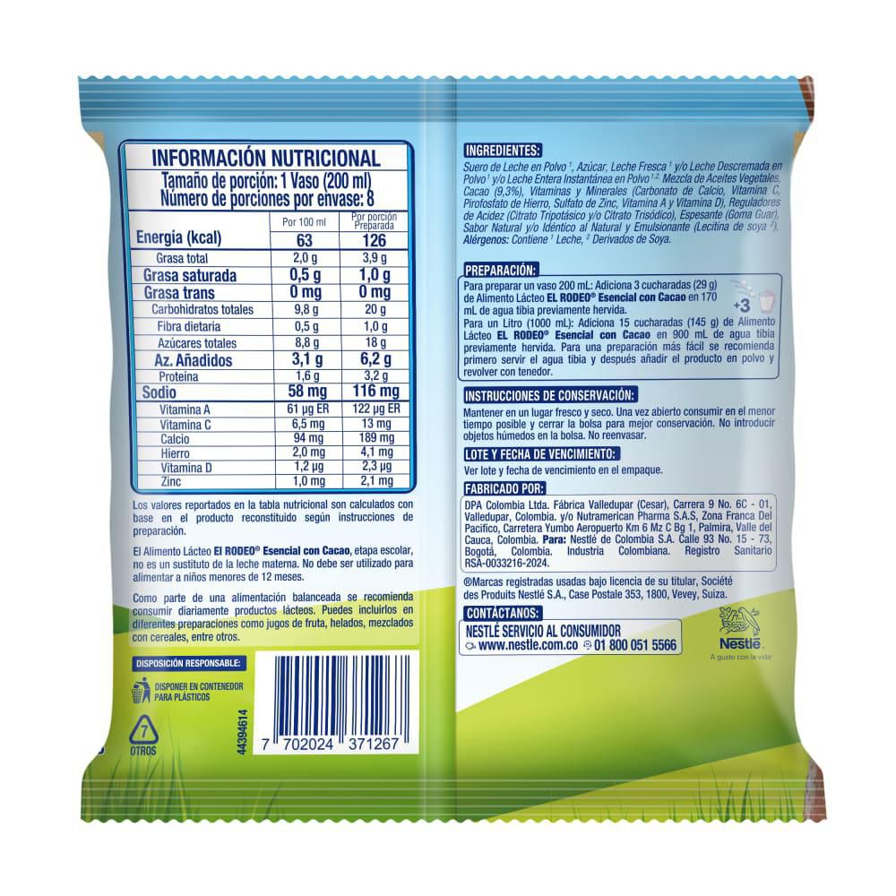 exito.com | Alimento lácteo EL RODEO esencial con cacao (232 gr)