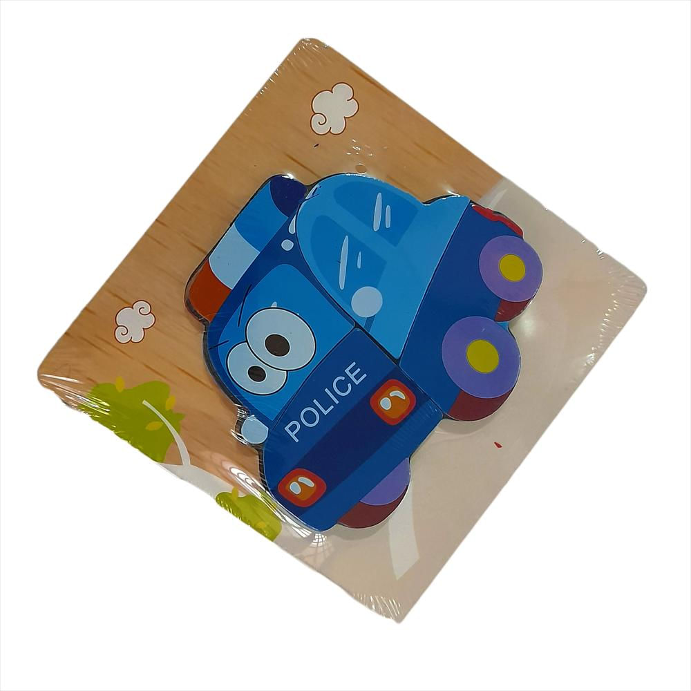 Rompecabezas Carro De Policía Juego Didáctico En Madera img #1