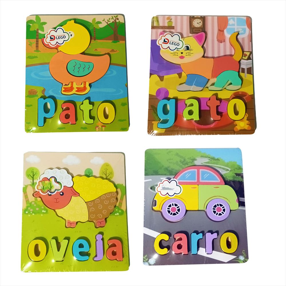 Rompecabezas Madera Montessori X4 Unidades Para Niños Puzzle img #1