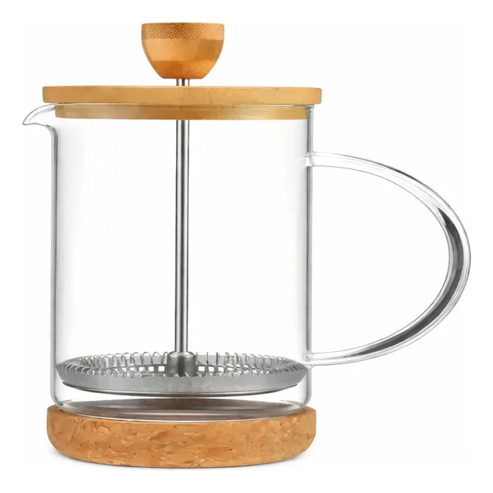 Cafetera Prensa Francesa Premium Bambú Base Corcho 600Ml img #1