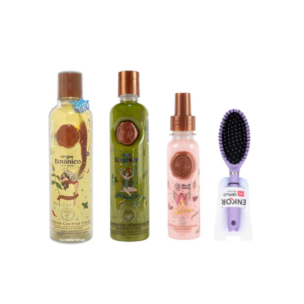 Kit Shampoo Control Caspa + Tratamiento Intensivo + Termoprotector + Cepillo Origen Botanico img #1