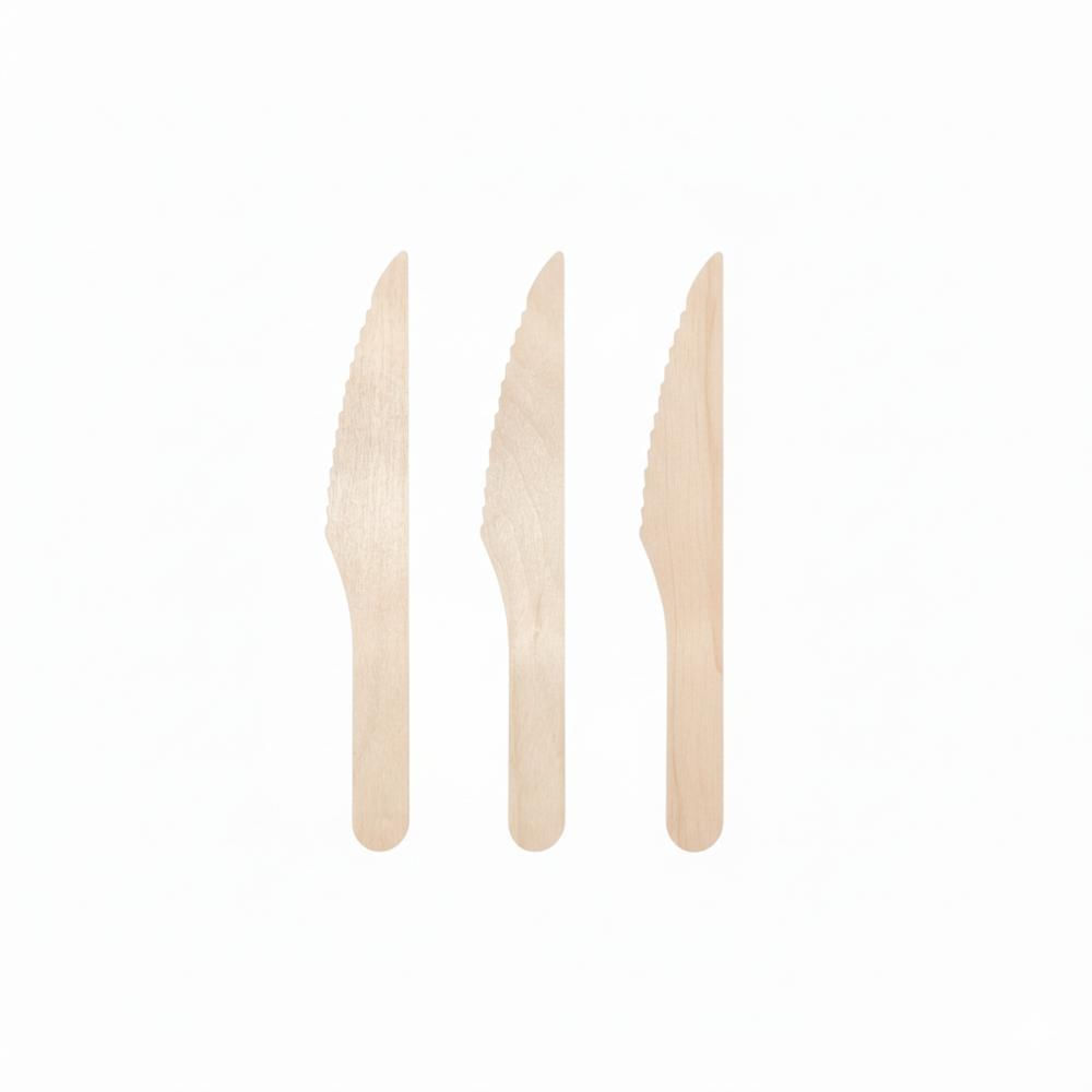 Cuchillos Desechables De Madera Biodegradables X25 Unidades img #1