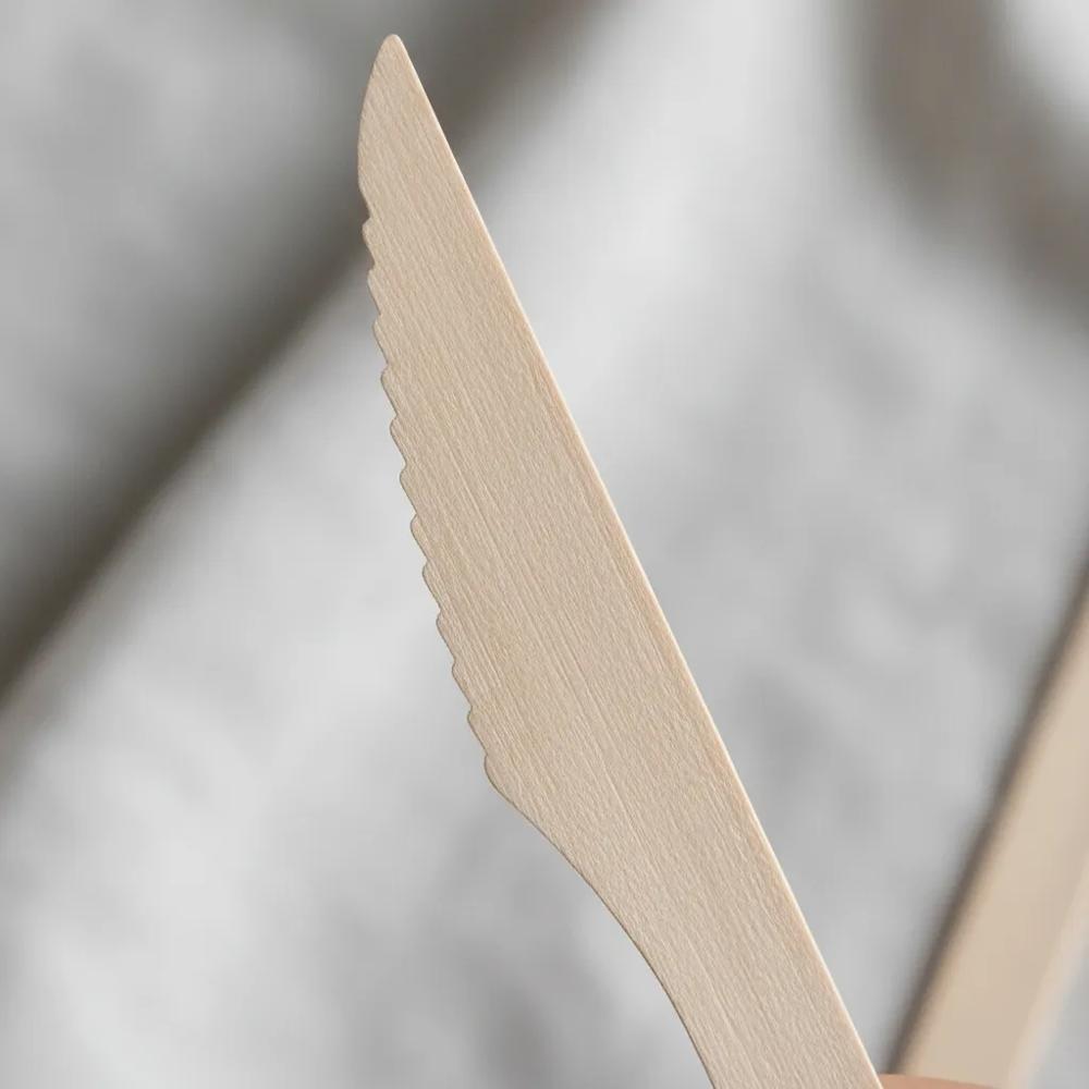 Cuchillos Desechables De Madera Biodegradables X25 Unidades img #3