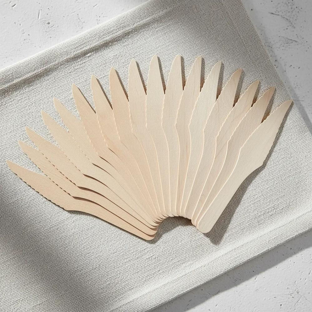 Cuchillos Desechables De Madera Biodegradables X25 Unidades img #4