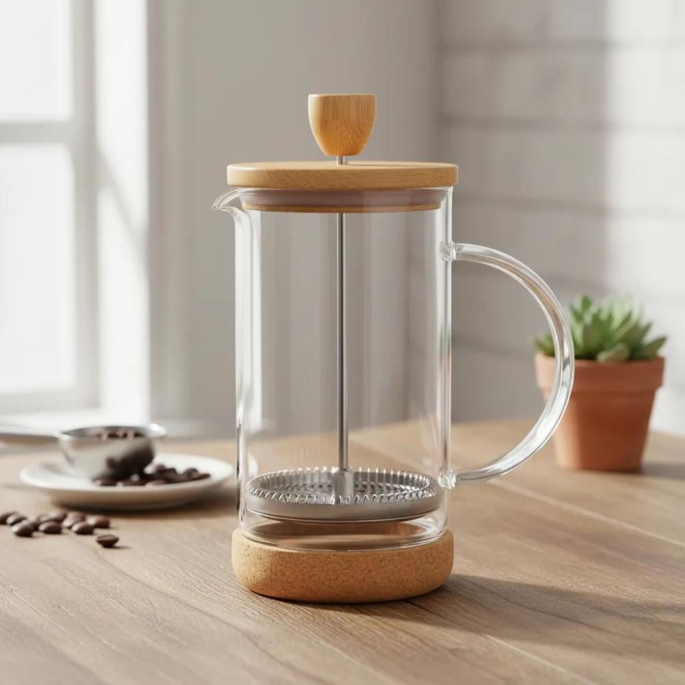 Cafetera Prensa Francesa Bambú Con Base De Corcho 300Ml img #2