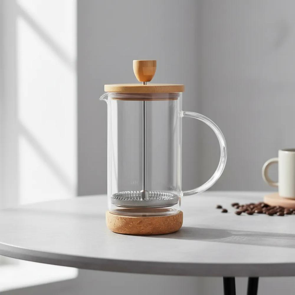 Cafetera Prensa Francesa Bambú Con Base De Corcho 300Ml img #5