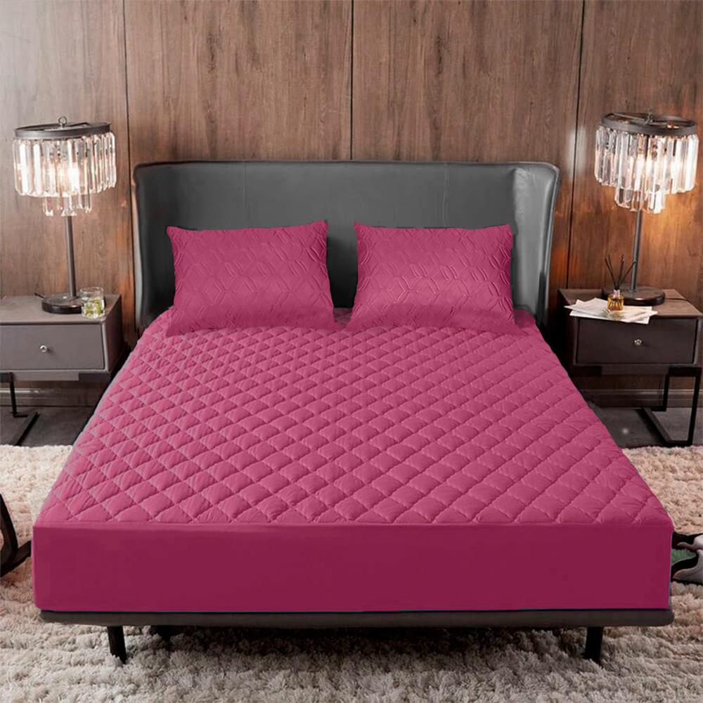 Combo Protector Acolchado Semidoble Fucsia img #1