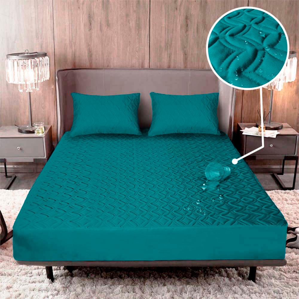 Combo Protector Impermeable Semidoble Turquesa img #1