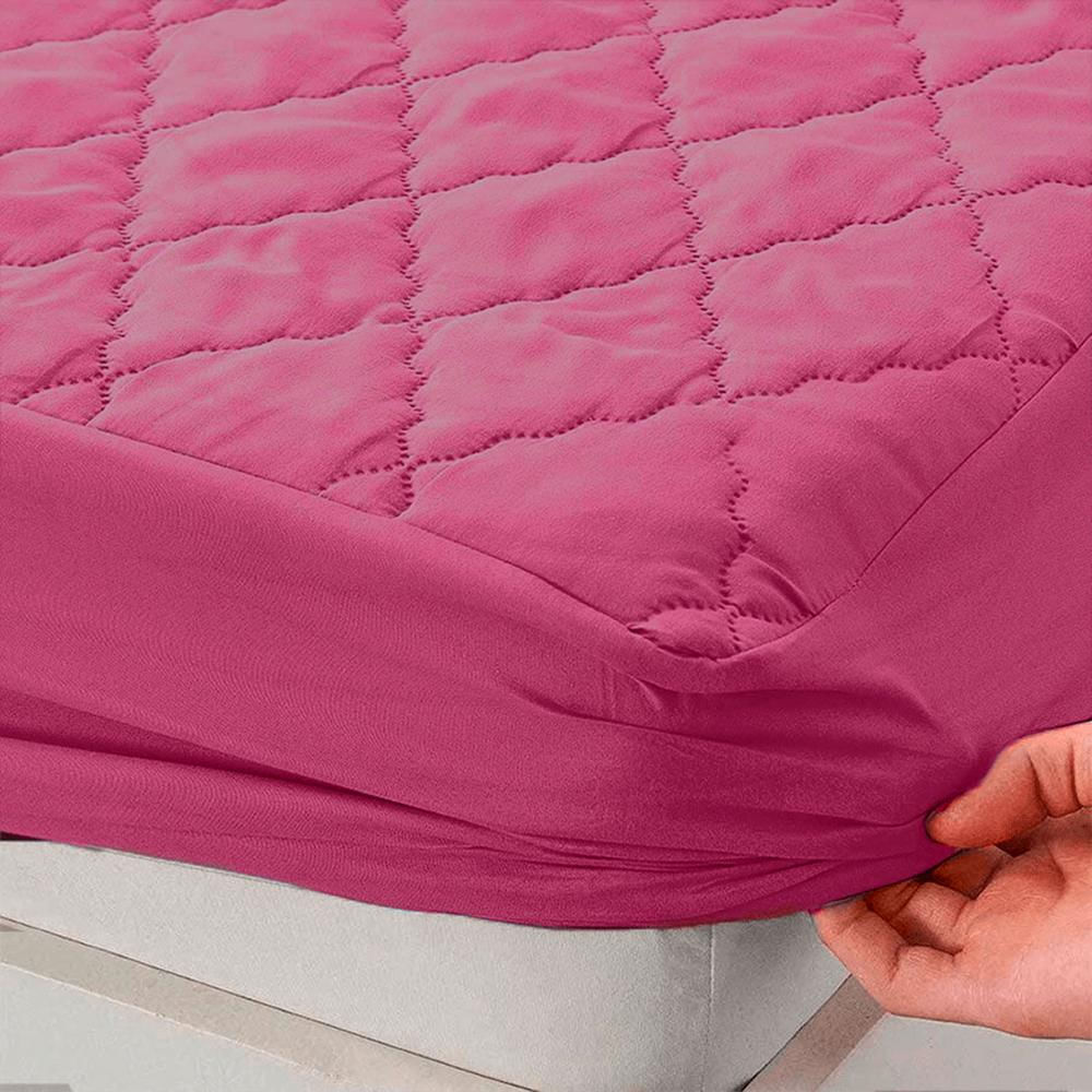 Combo Protector Acolchado Semidoble Fucsia img #3