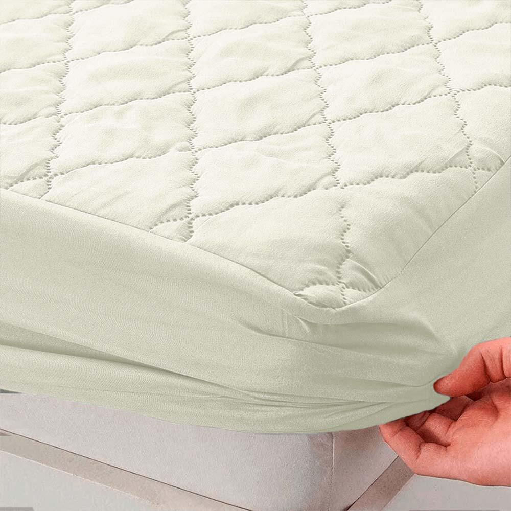 Combo Protector Acolchado Queen Beige img #3