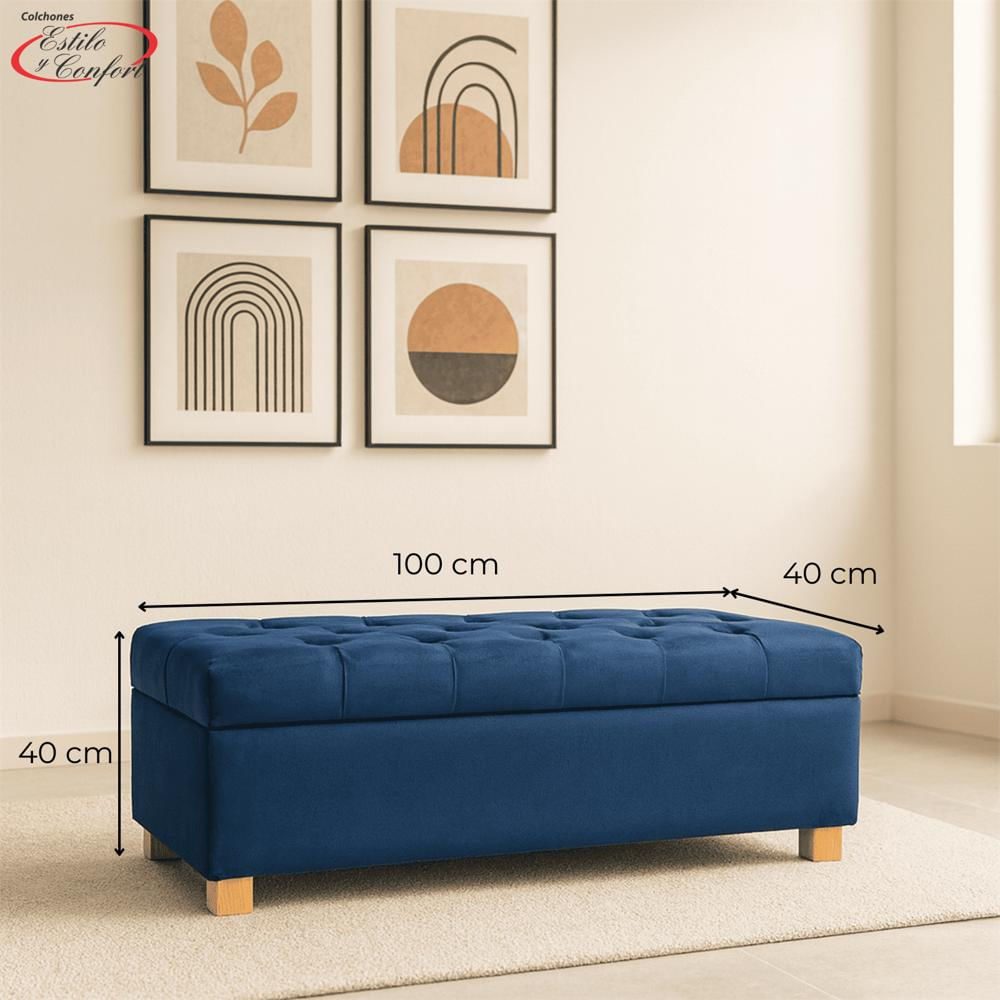 Puff/Sillon Organizador Con Baúl Azul 100 img #2