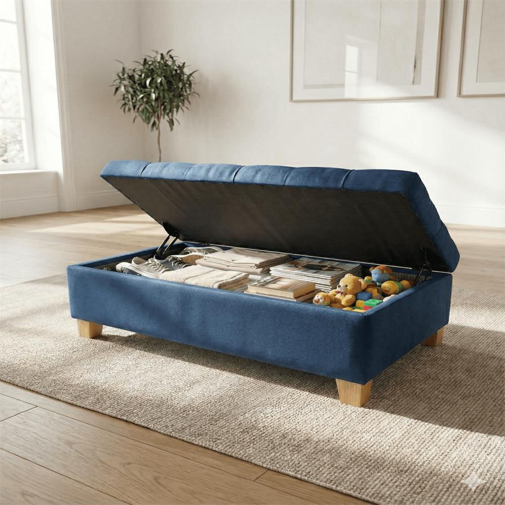 Puff/Sillon Organizador Con Baúl Azul 100 img #3