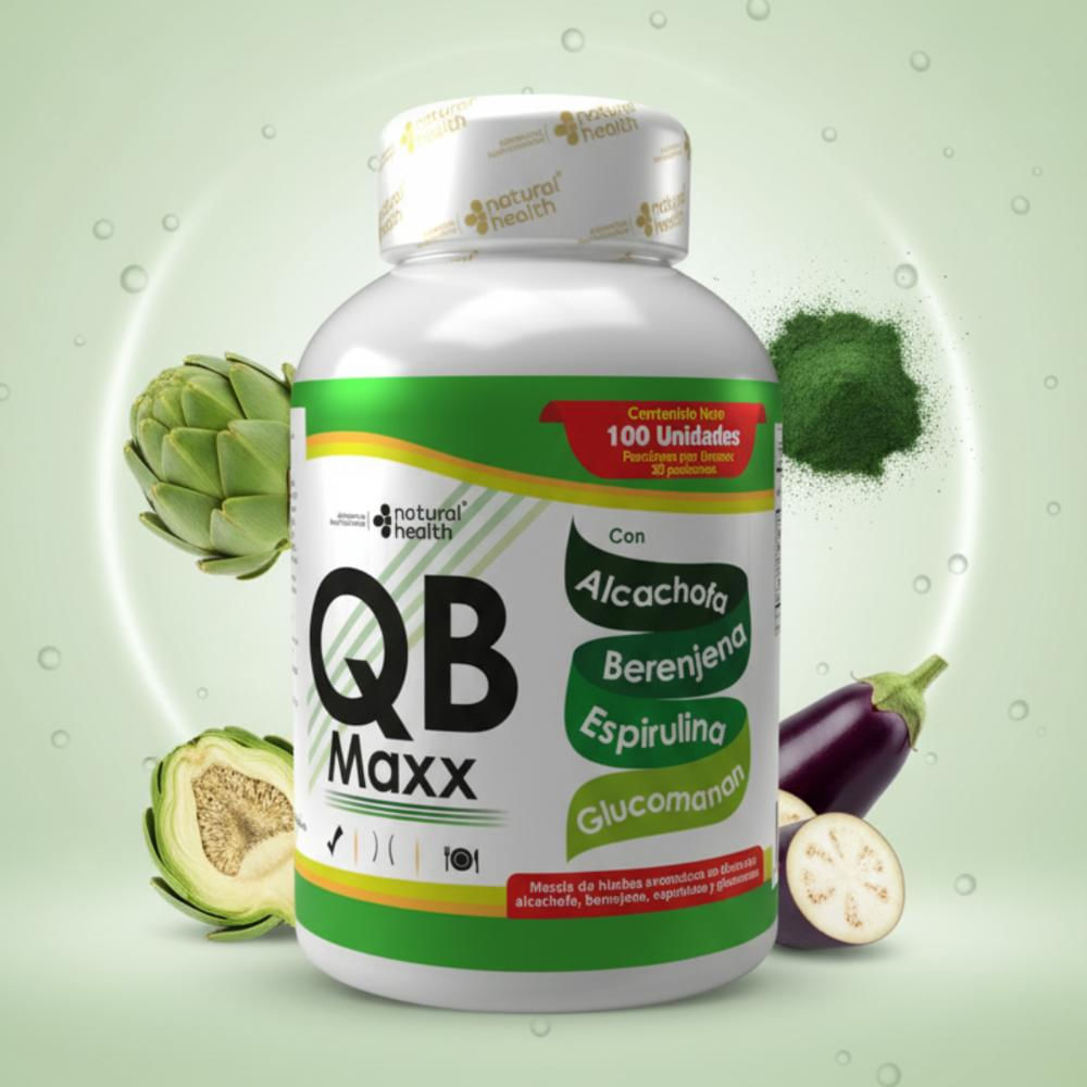 Qb Maxx X100 Alcachofa, Espirulina & Glucomanán Para Control Del Apetito Y Peso img #2