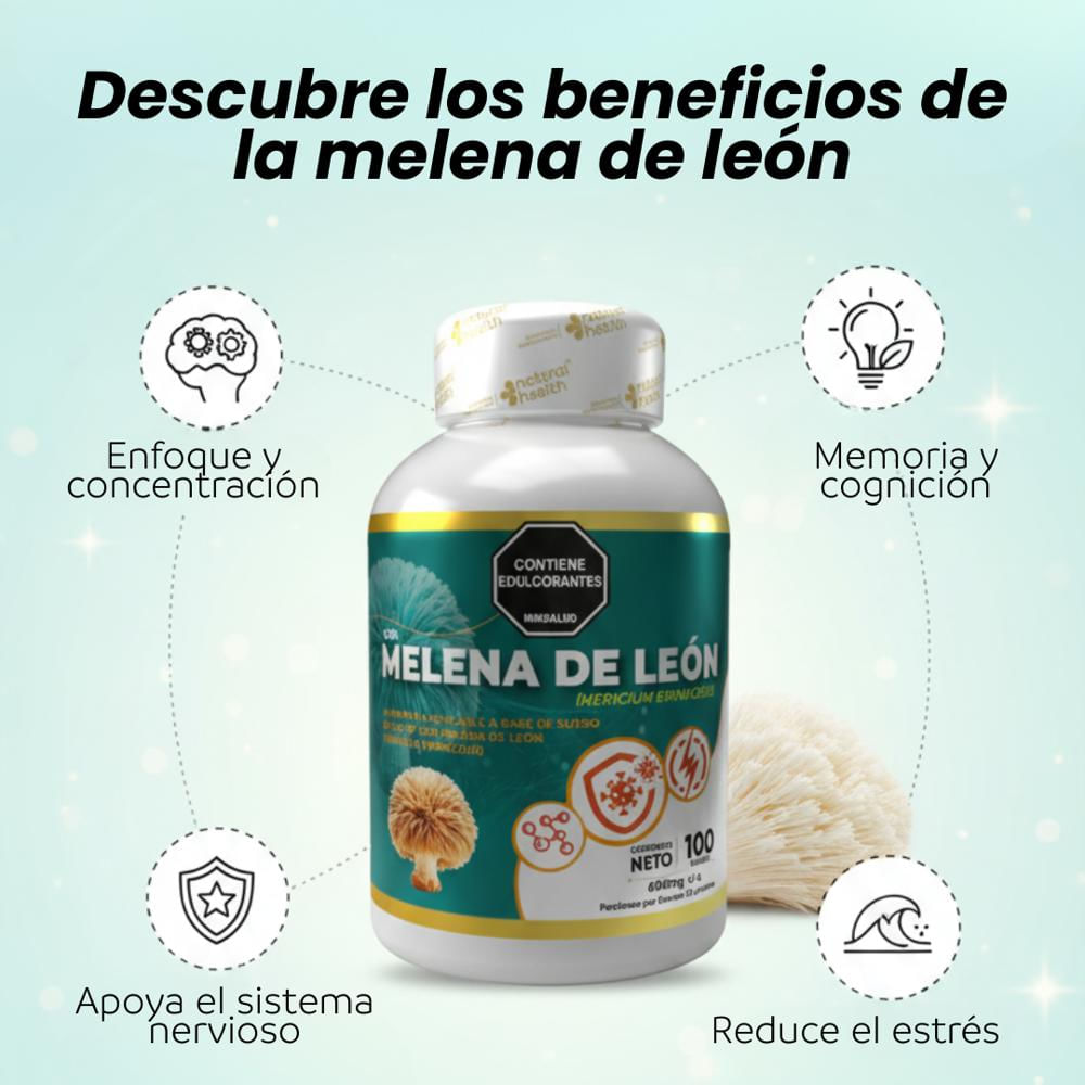 Melena De León X100 Función Cognitiva & Claridad Mental img #3