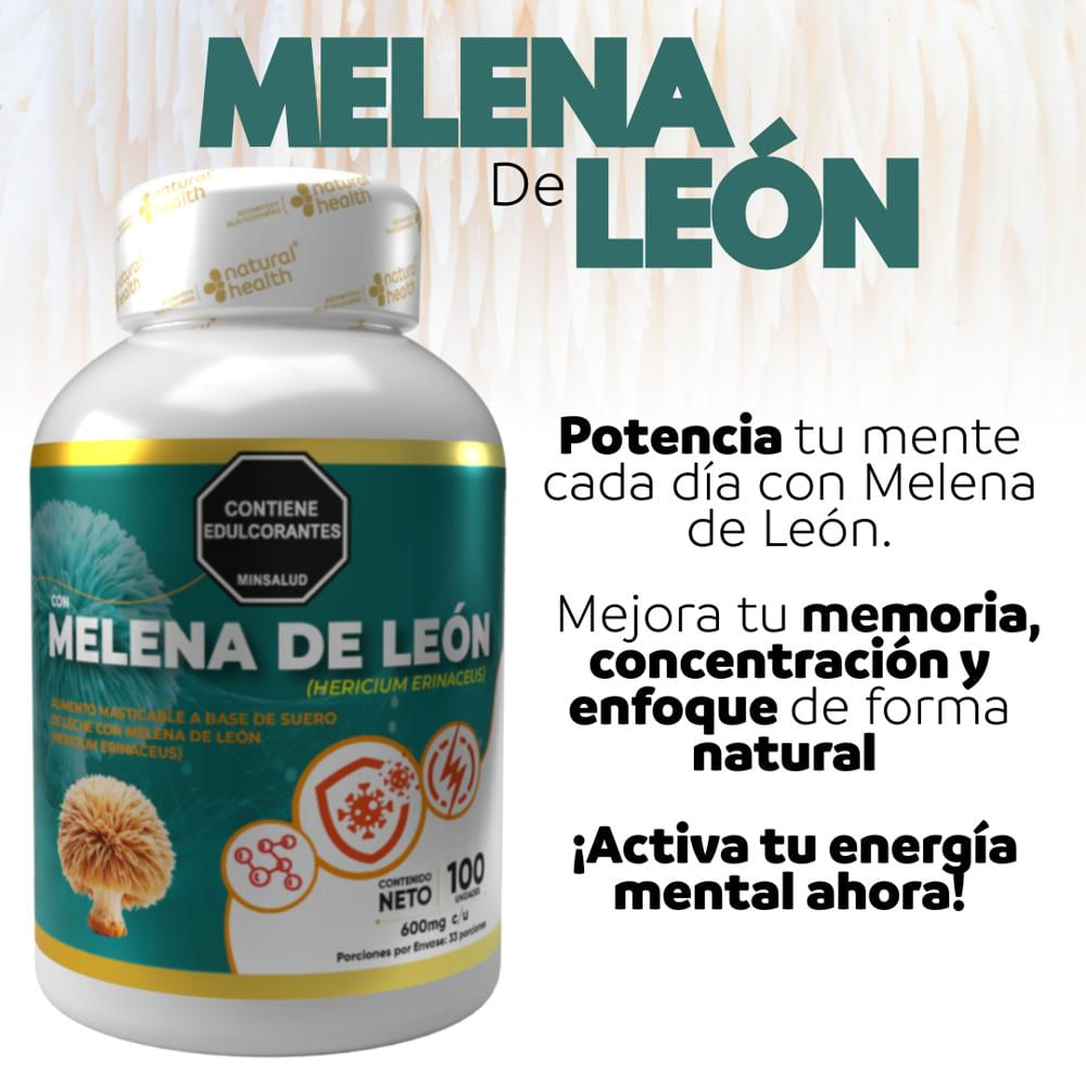 Melena De León X100 Función Cognitiva & Claridad Mental img #5