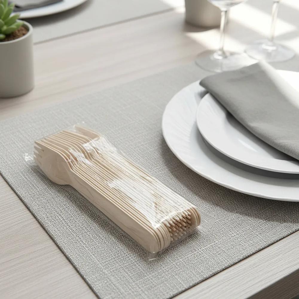 Tenedores De Madera Desechables Ecológicos Resistente X25 Unidades img #4