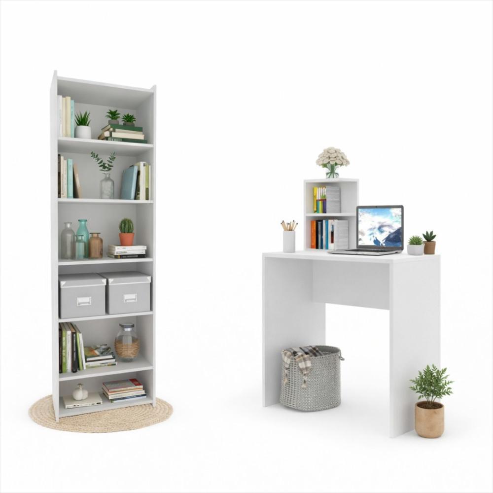 Combo Escritorio Seattle Blanco + Biblioteca Paris Blanca img #1