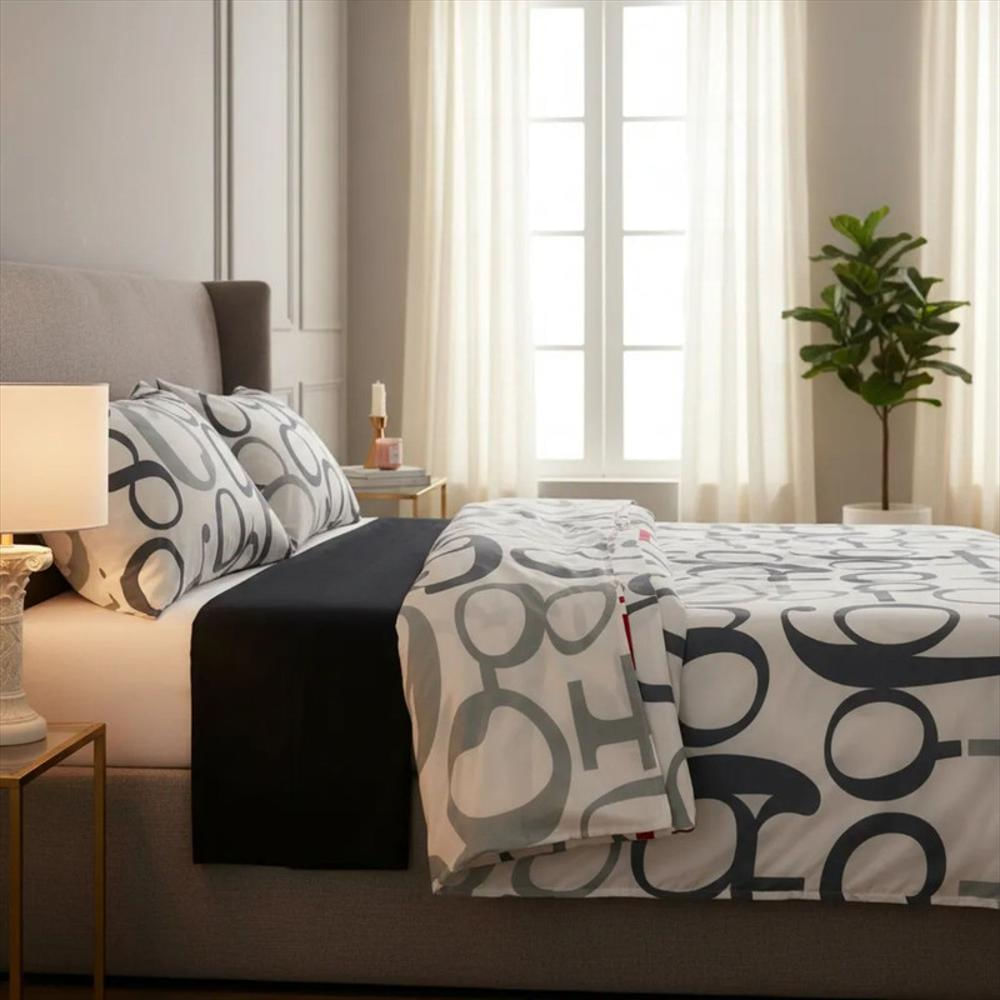Juego De Sábanas Cama King 180 Hilos Números Modernos Suaves img #1