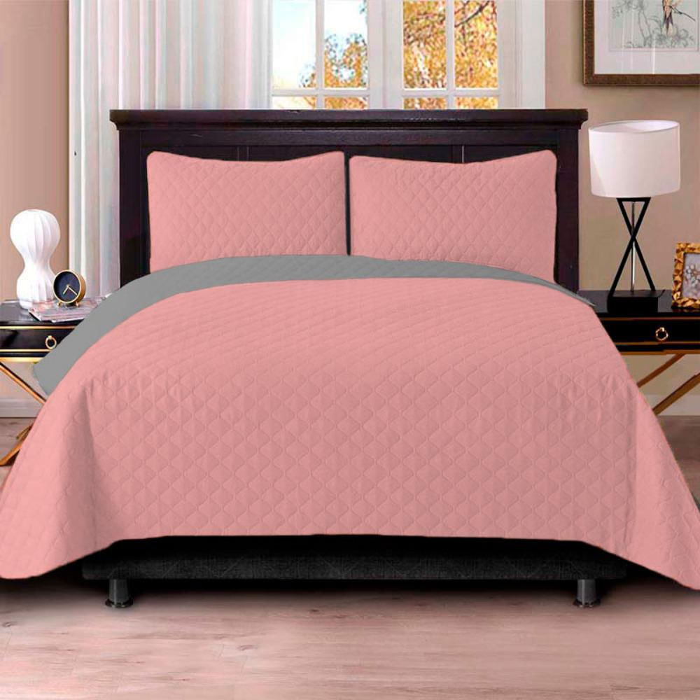 Colcha Doble Gris Rosado img #1