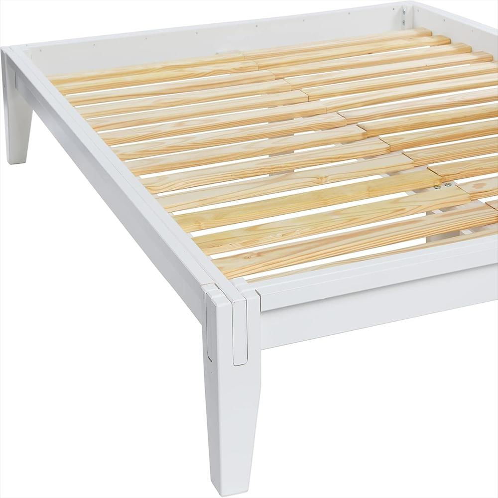 Cama Creative Coop Madera Maciza Blanca Plataforma Estilo Japonés Queen