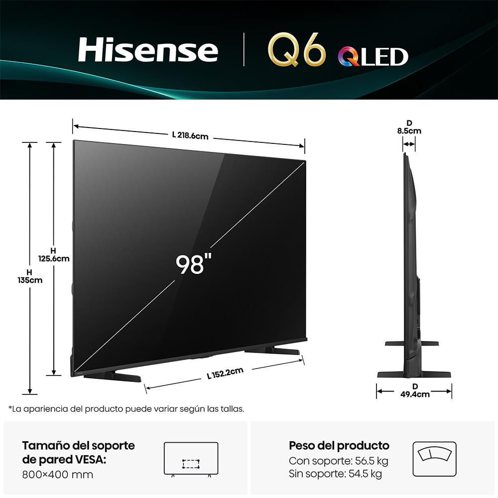 Televisor HISENSE 98 pulgadas QLED Uhd4K Smart TV 98Q6QG img #4