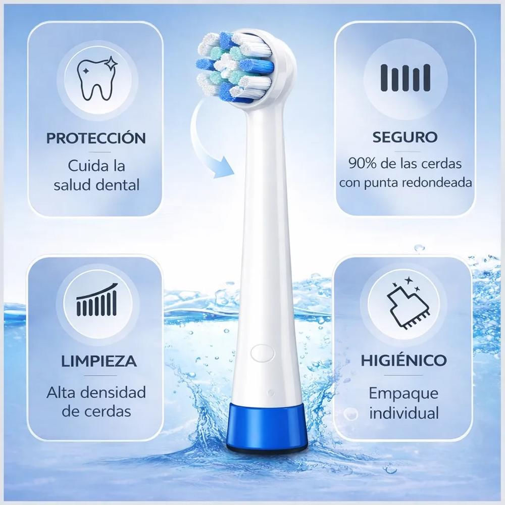 4 Cabezales Repuesto Genericos Cepillos Oral B Blanco img #3