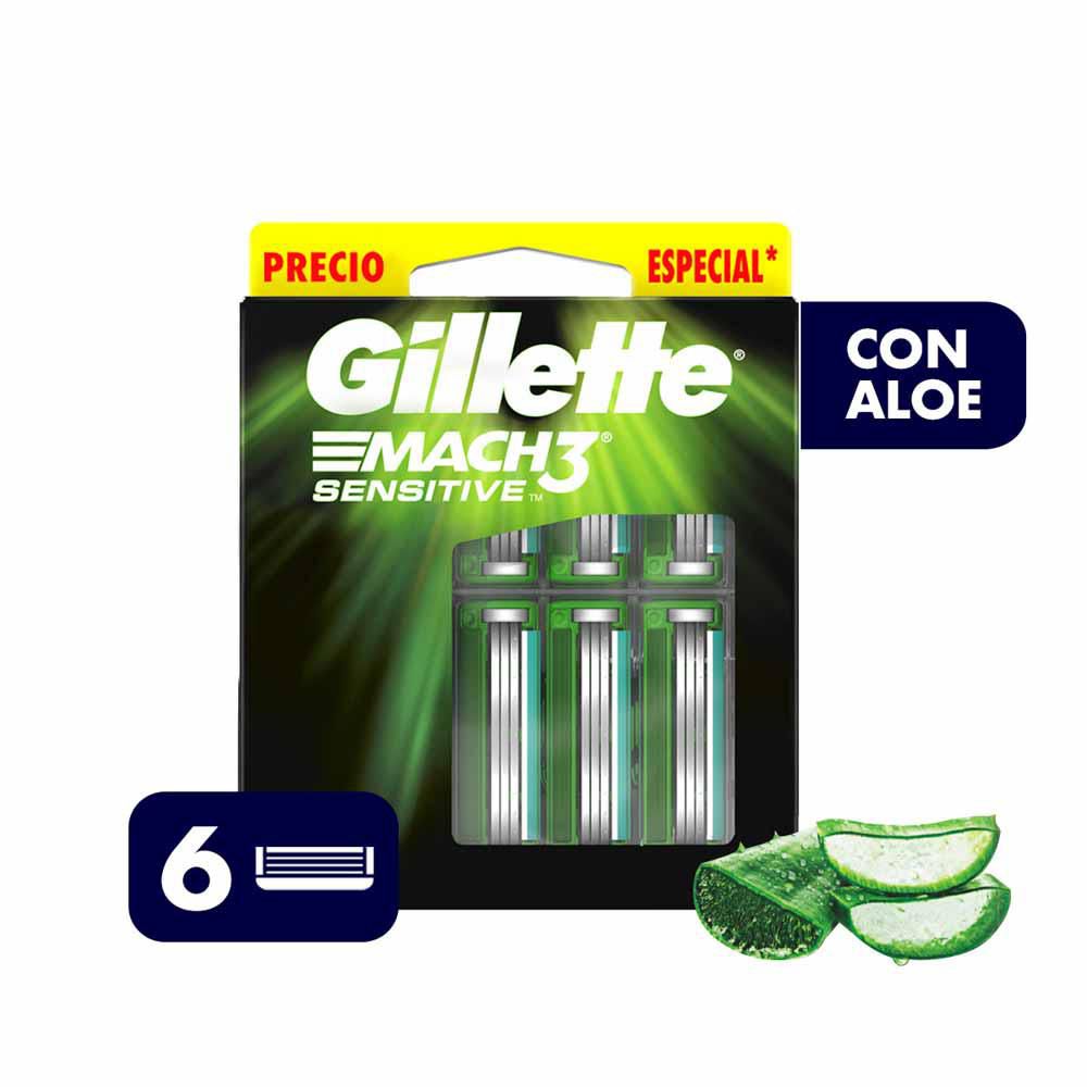 Repuesto máquina de afeitar MACH 3 sensitive con aloe (6  und)