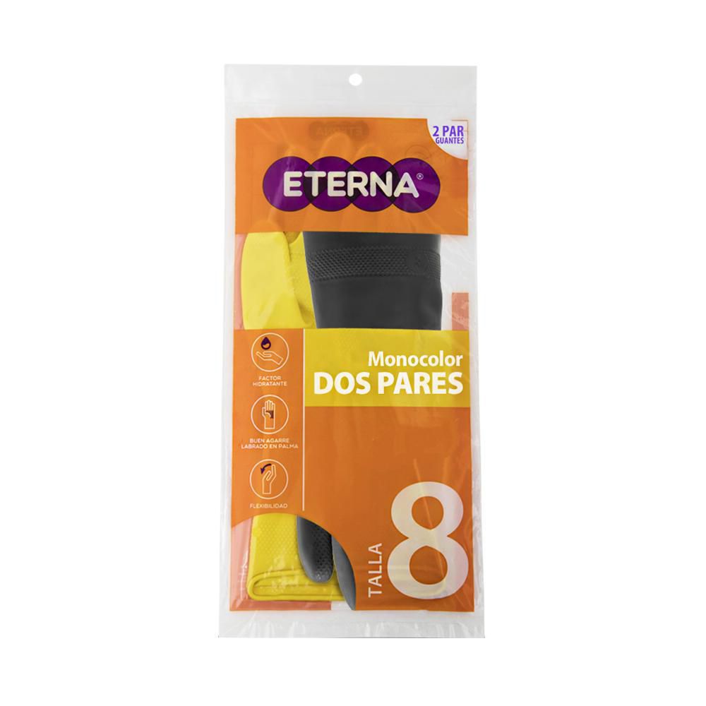 Guantes ETERNA negro y amarillo talla 8 (2  und)