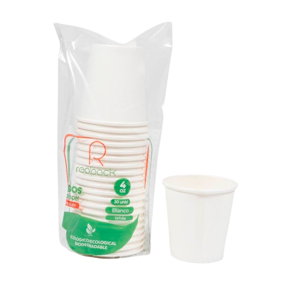 Vasos desechables Realpack de papel blanco 4 Oz