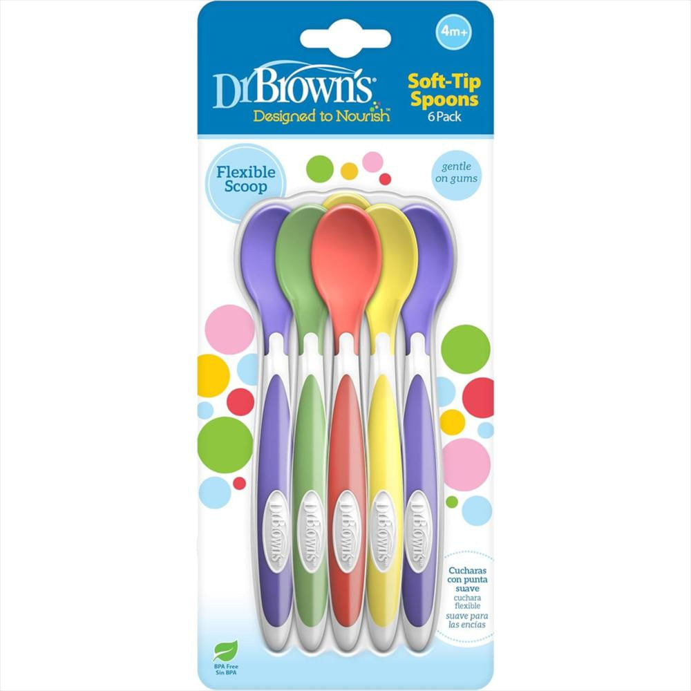 Cucharas Bebé Punta Suave Dr Browns Mango Largo 6 Unid img #1