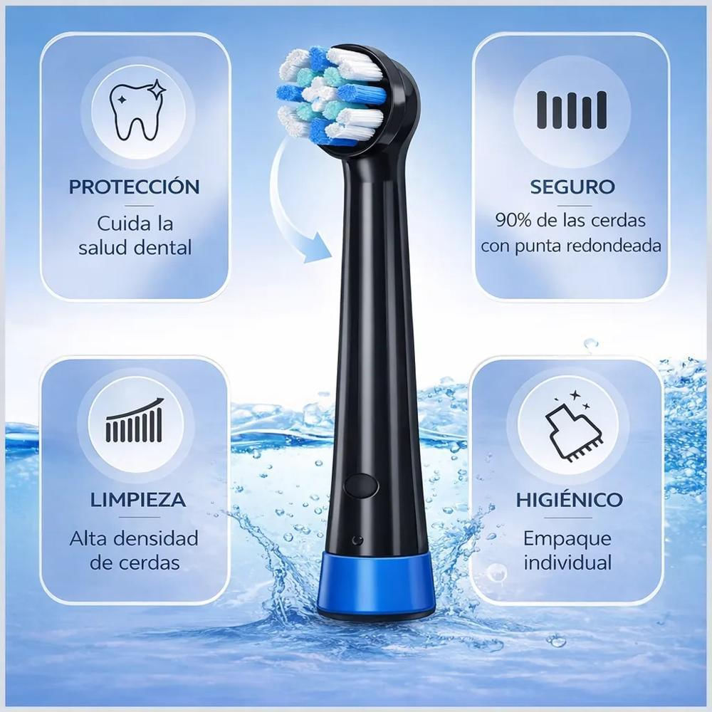 4 Cabezales Repuesto Genericos Cepillos Oral B Io Negro img #3