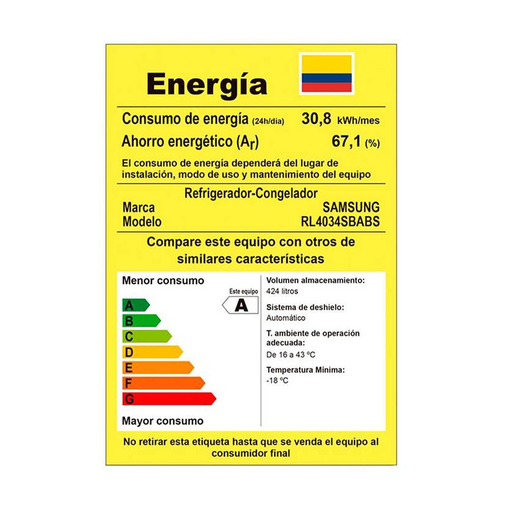 Nevera SAMSUNG Frost Congelador Inferior 424 Lts No Frost RL4034SBAB Negro img #8