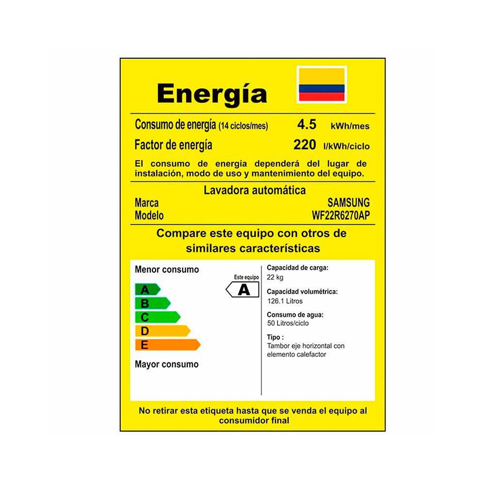 Lavadora SAMSUNG Carga Frontal 22 kg (48lb) WF22R627AP img #8