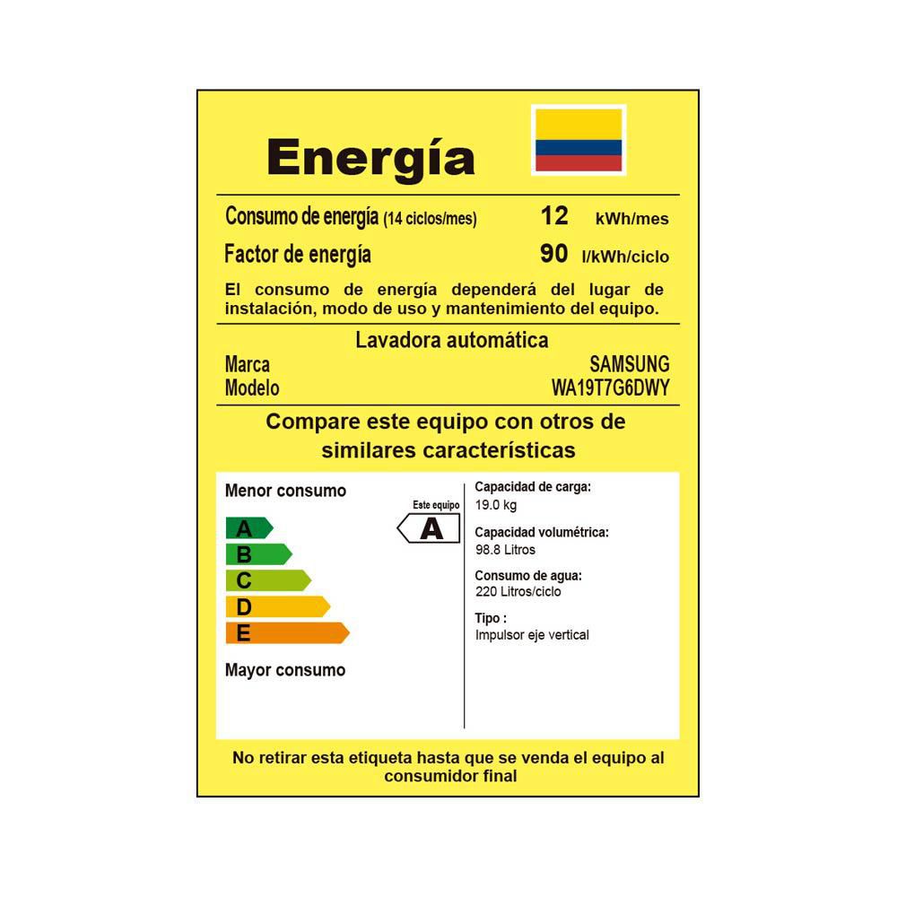Lavadora SAMSUNG Carga Superior 19 kg (42 lb) WA19T7GD6D img #8
