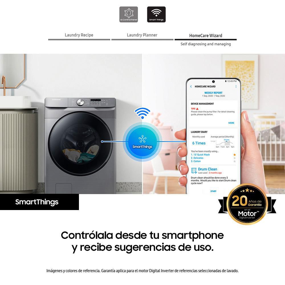 Lavadora secadora SAMSUNG Eléctrica 18Kg  WD18T6000GP/CO Inox img #6