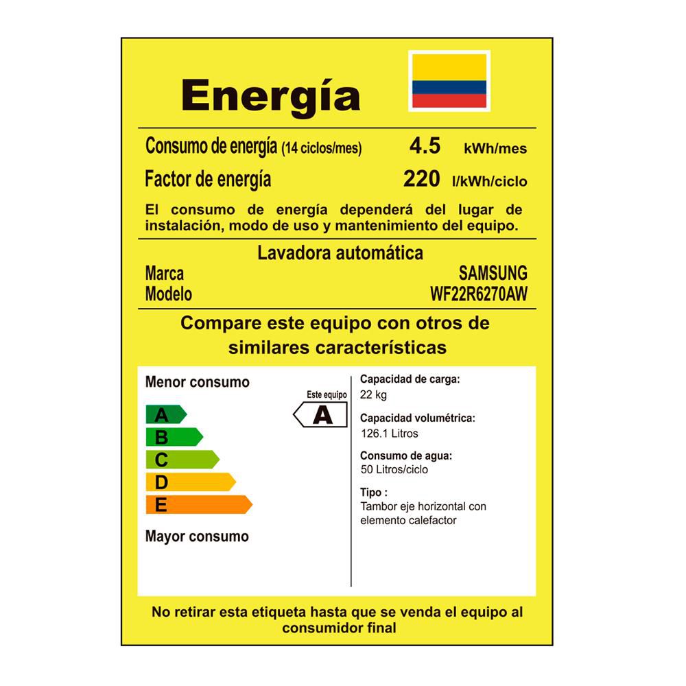 Lavadora SAMSUNG Carga Frontal 22 kg (48lb) WF22R627AW img #8
