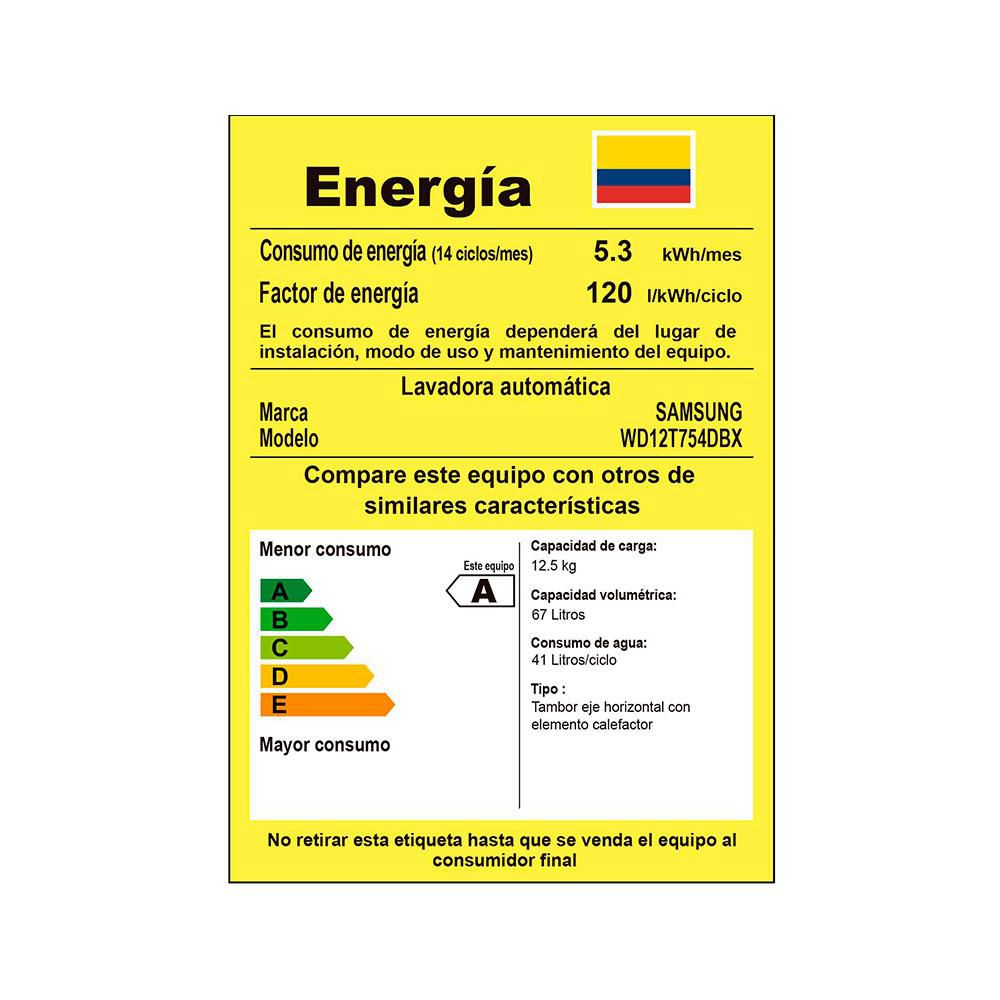 Lavadora Secadora  SAMSUNG Eléctrica 12.5 Kg  WD12T754DBX/CO Inox img #8