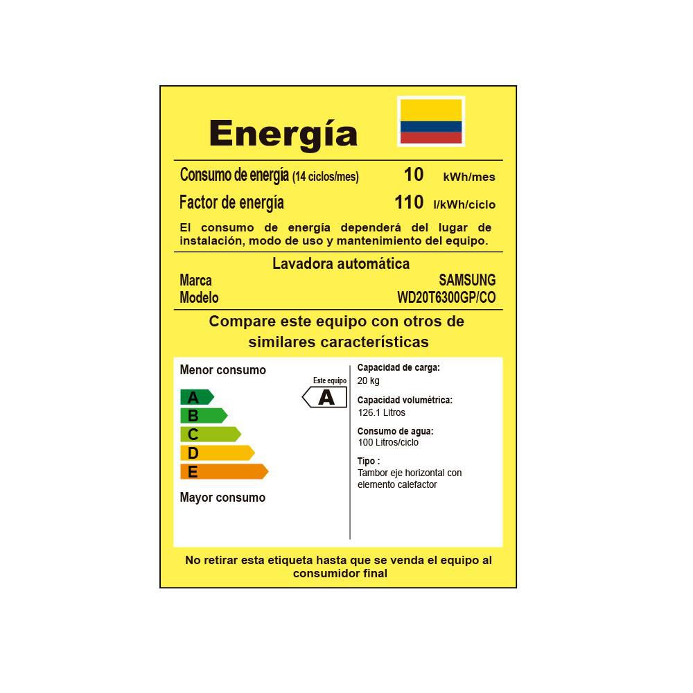 Lavadora Secadora SAMSUNG Eléctrica 20Kg  WD20T6300GP/CO Inox img #8