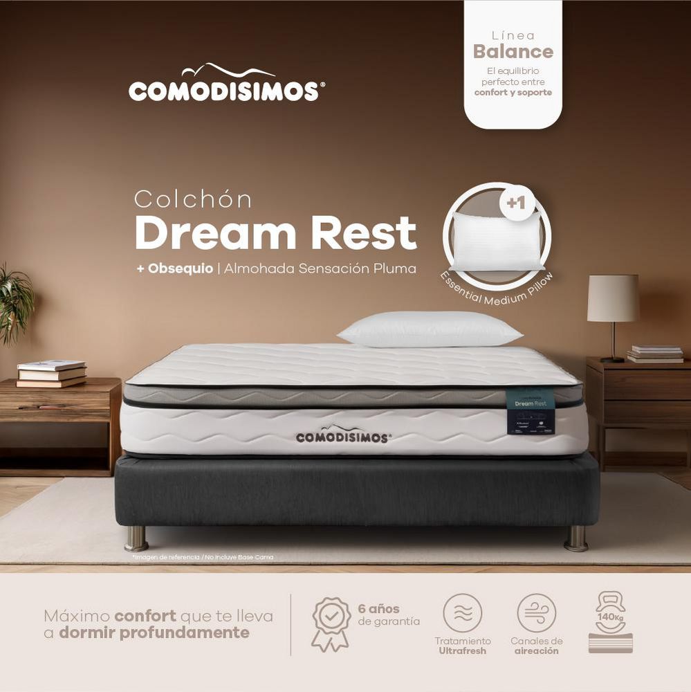 Colchón COMODISIMOS Sencillo (100 x 190 cm) DREAM REST Espumado Suave 1 Almohada