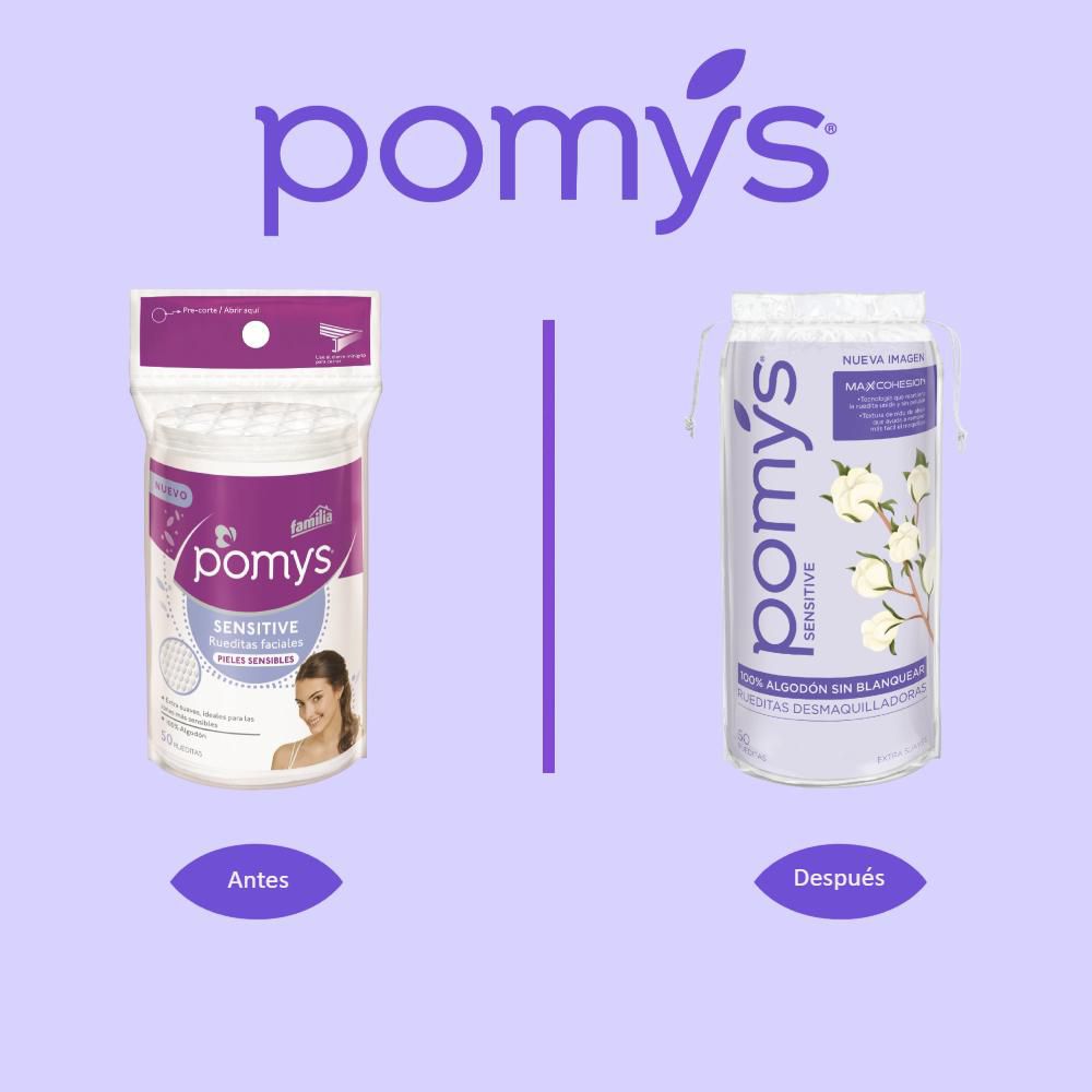 Rueditas desmaquilladoras POMYS faciales sensitive (50  und) img #2