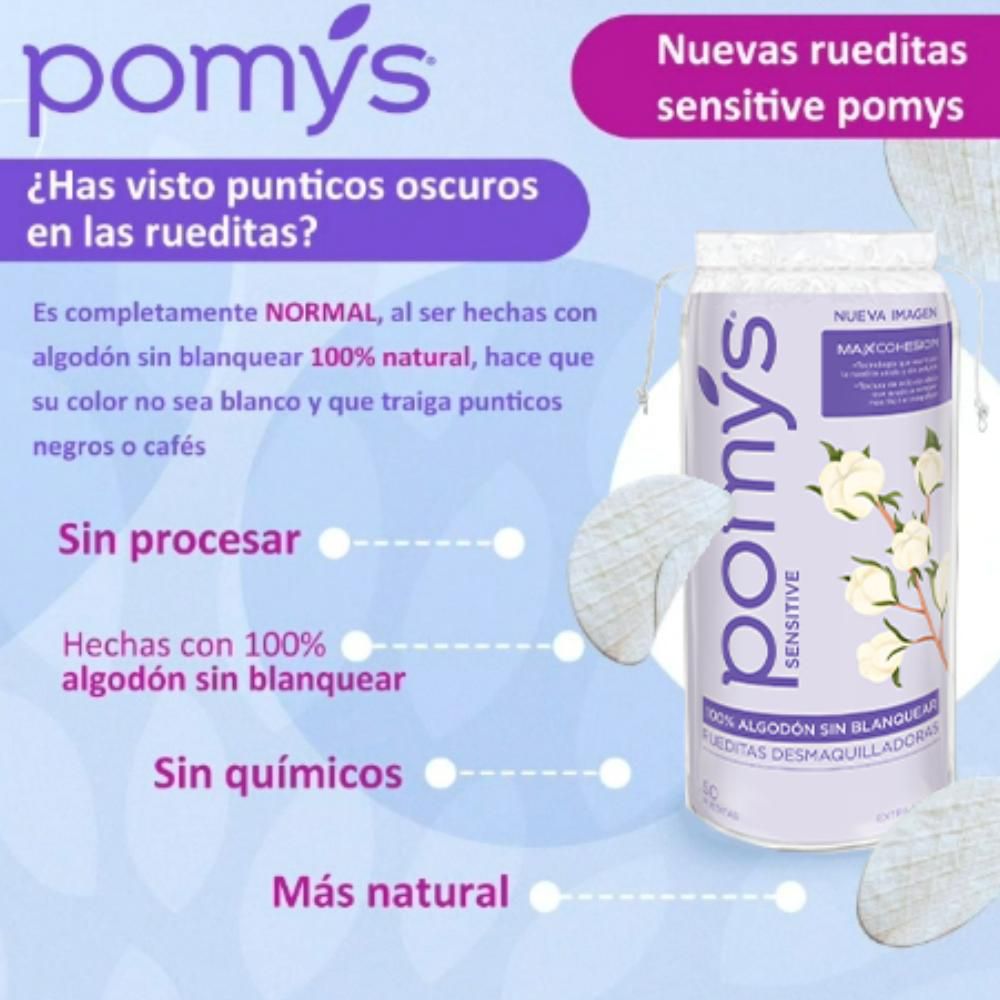 Rueditas desmaquilladoras POMYS faciales sensitive (50  und) img #3