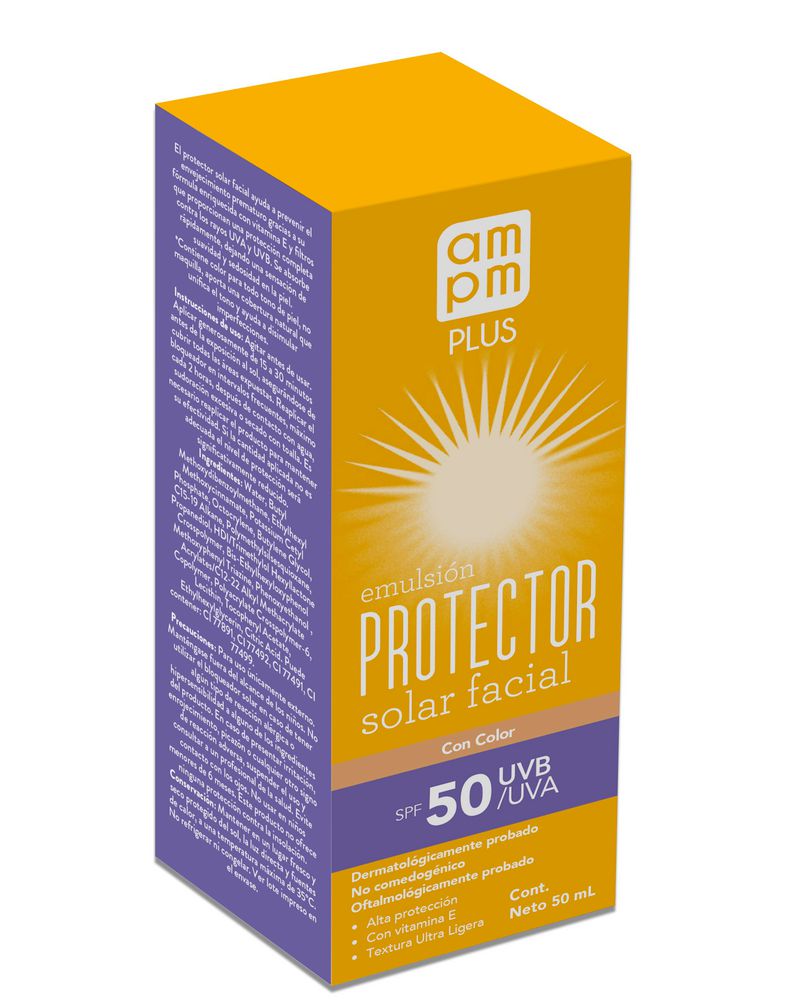 Protector solar AMPM PLUS facial con color FPS 50 (50  ml)